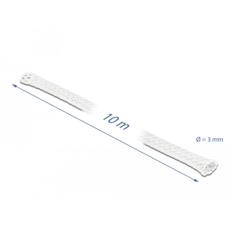 DeLOCK Manchon tressé étirable blanc 10 m x 3 mm
