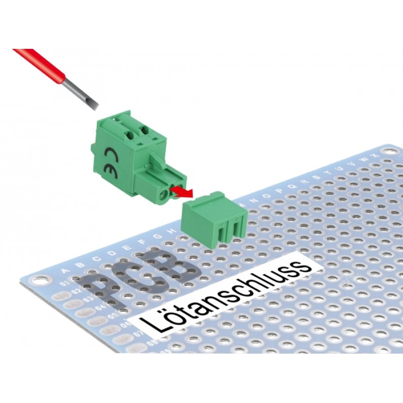 DeLOCK Bornier pour PCB 2 broches 5,08 mm horizontal