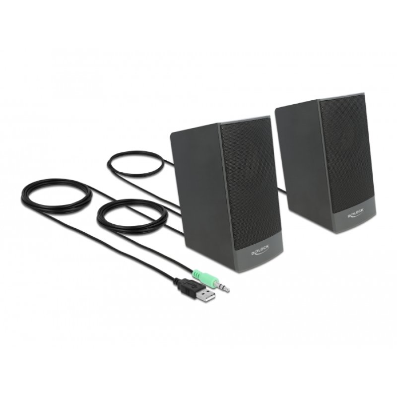 Stereo 2.0 PC Lautsprecher mit 3,5 mm Klinkenstecker und USB Stromversorgung