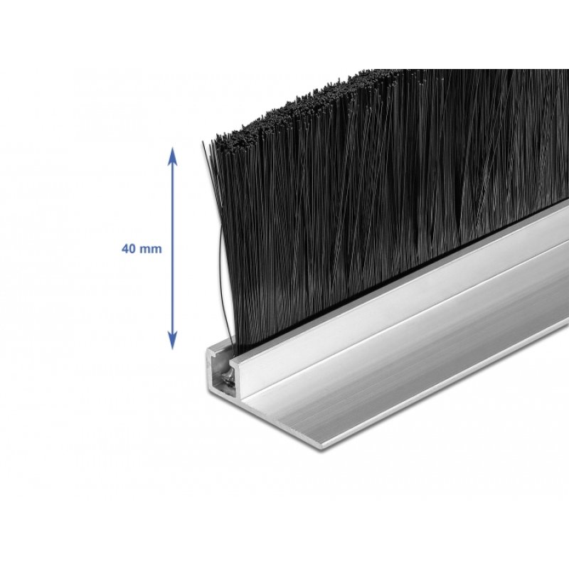 DeLOCK Barrette à brosse 40 mm avec un profilé aluminium angulé - longueur 1 m