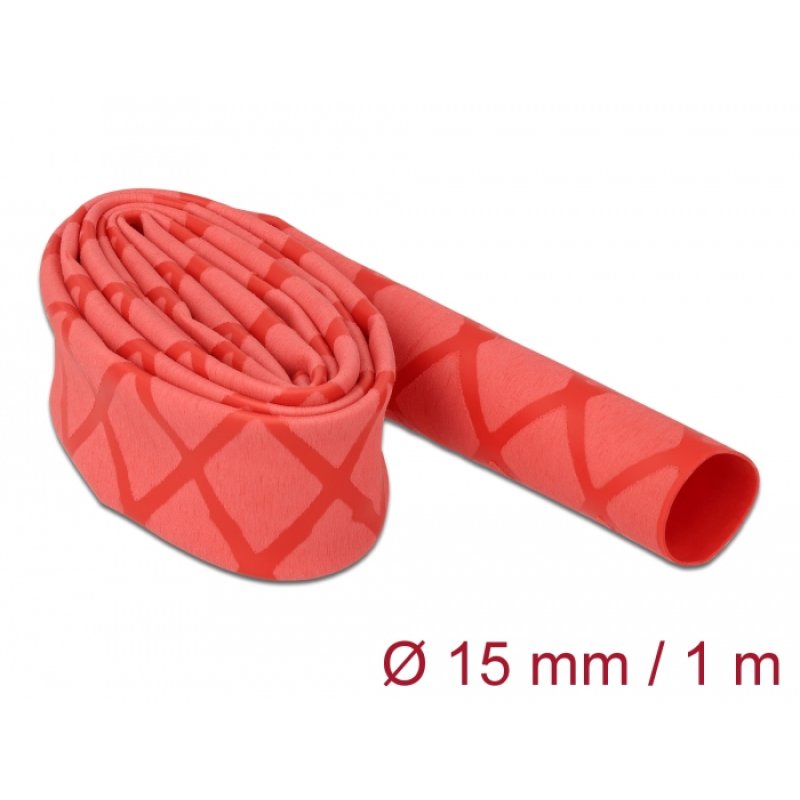 Schrumpfschlauch X-Muster rutschfest 1 m x 15 mm rot