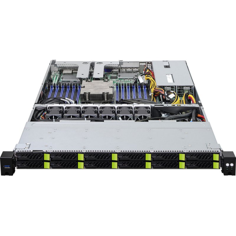 Asrock 1U12E-GENOA/2L2T server barebone AMD SoC LGA 6096 Rack (1U) Grey