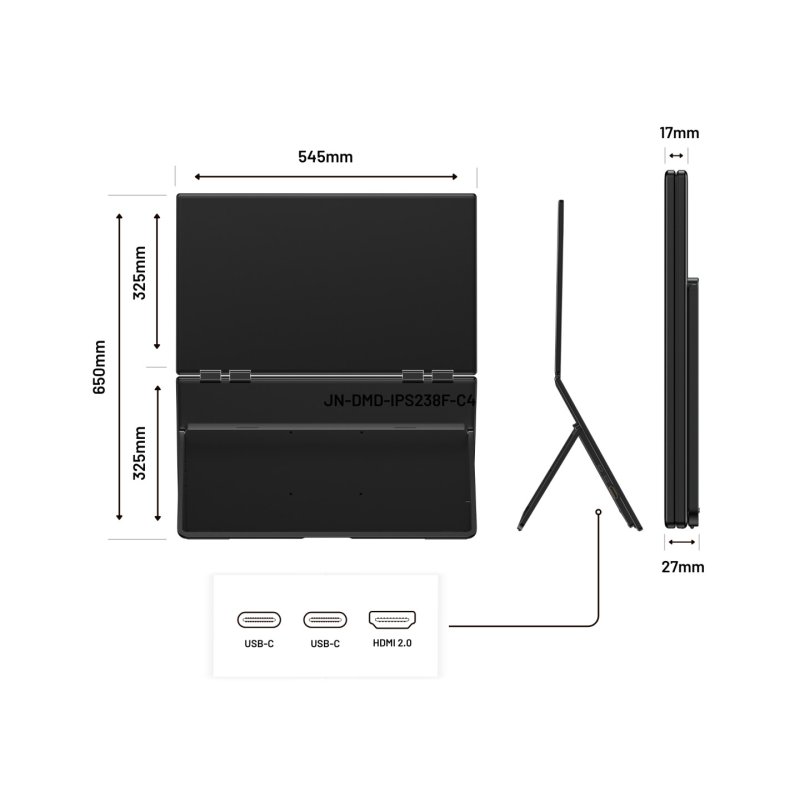 JAPANNEXT JN-DMD-IPS238F-C4 écran plat de PC 60,5 cm (23.8") 1920 x 1080 pixels Full HD LCD Noir