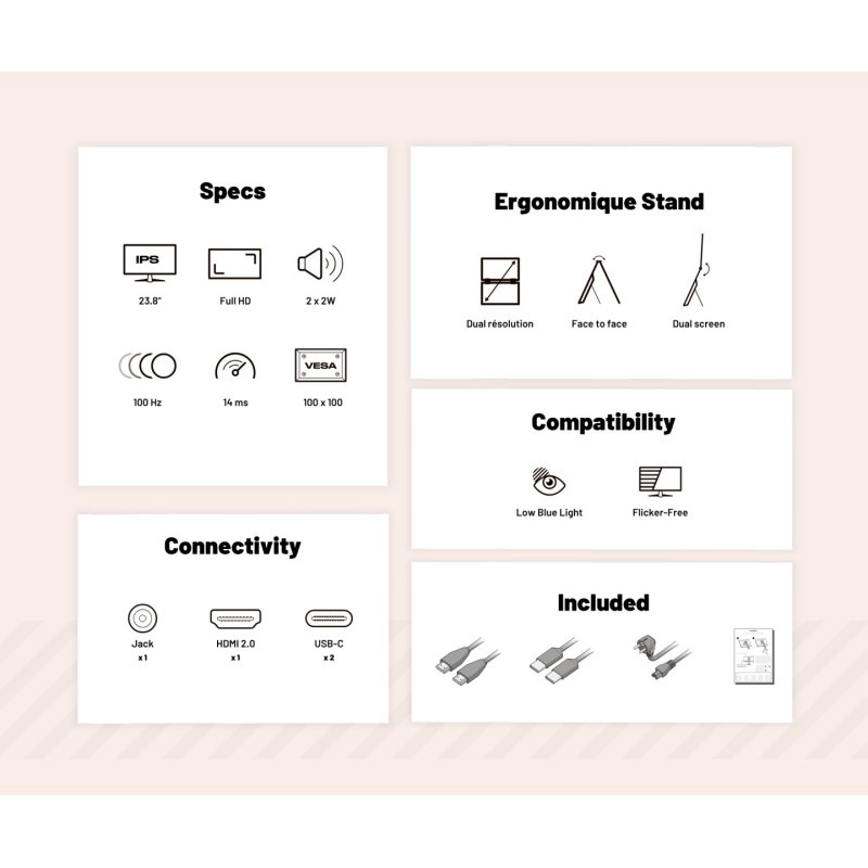 JapanNext FHD Doppelmonitor 60,45cm (23,8")