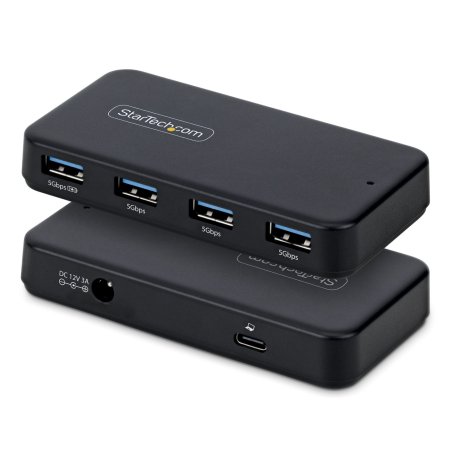 StarTech.com Hub USB-A à 4 Ports, 5 Gbps, Auto-Alimenté, Câble Hôte USB-C et USB-A 2 en 1, 1 Port de Chargement BC