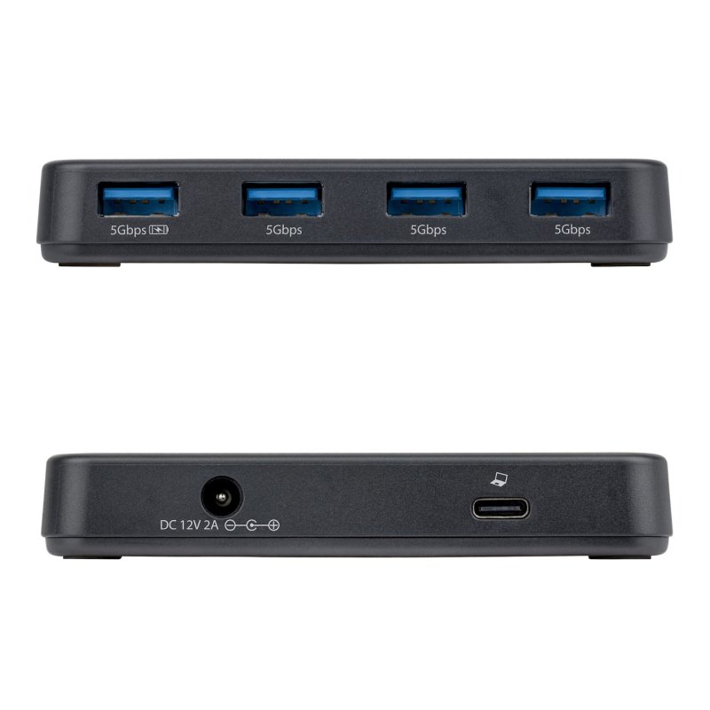 StarTech.com 4-Port USB-A Hub, 5Gbps, Self-Powered, 2-in-1 USB-C and USB-A Host Cable, 1x BC 1.2 Charging Port, 24W