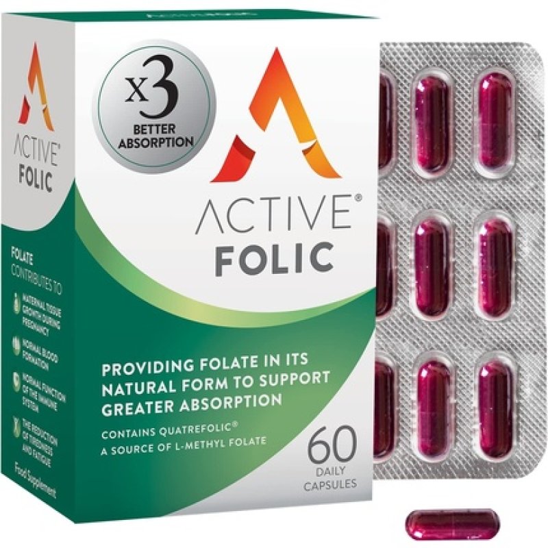 Active Follic Folate Folic Acid Supplement 60 Capsules