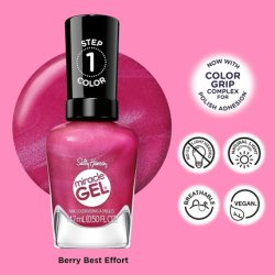 Sally Hansen Miracle Gel Supercharged Pinks Nail Polish - Salon Quality Gel-like