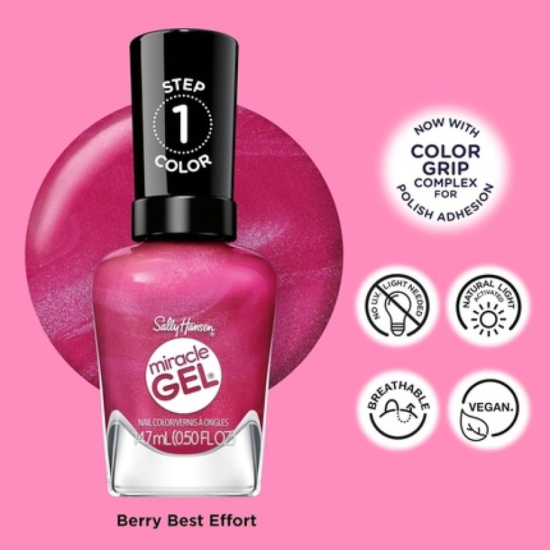 Sally Hansen Miracle Gel Supercharged Pinks Nail Polish - Salon Quality Gel-like