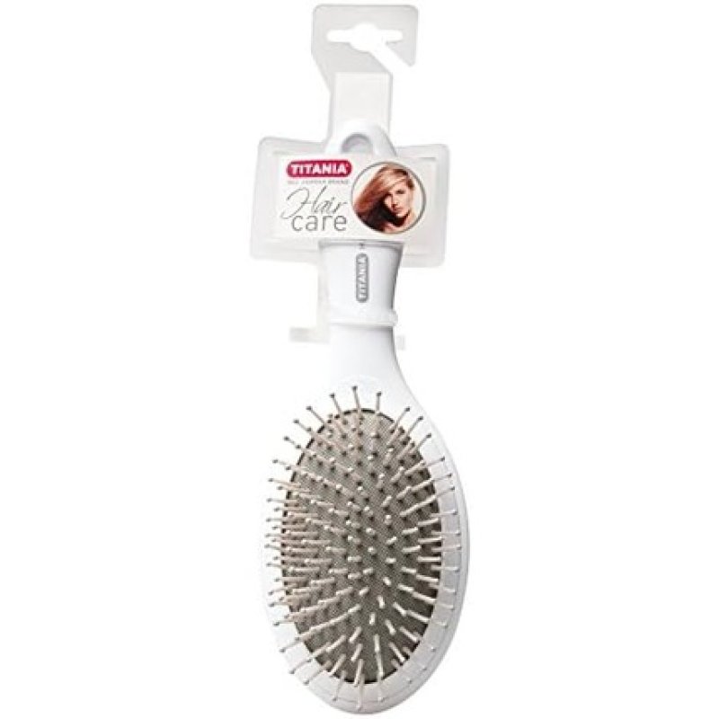 Pneumatic Brush Oval Small 21.3cm White with Grey Cushion