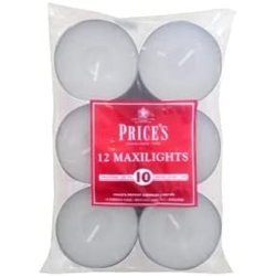 Price's Candles Tealight Maxilights, Wax, White, 18 X 12 X 4 Cm, Pack Of 12