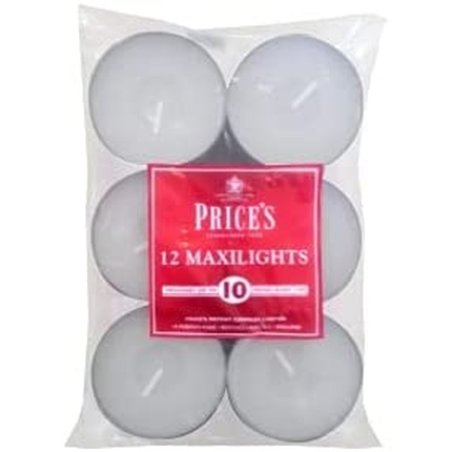 Price's Candles Tealight Maxilights, Wax, White, 18 X 12 X 4 Cm, Pack Of 12