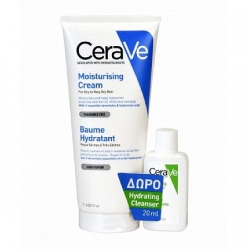 Cerave Moisturising Cream, 177ml With Free Hydrating Cleanser, 20ml