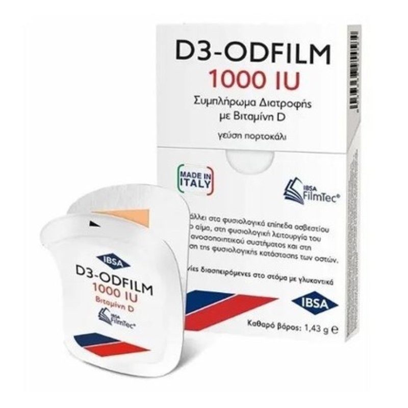 Farmasyn D3 Odfilm 1000iu Dietary Supplement With Vitamin D And Orange Flavor - 30 Tablets