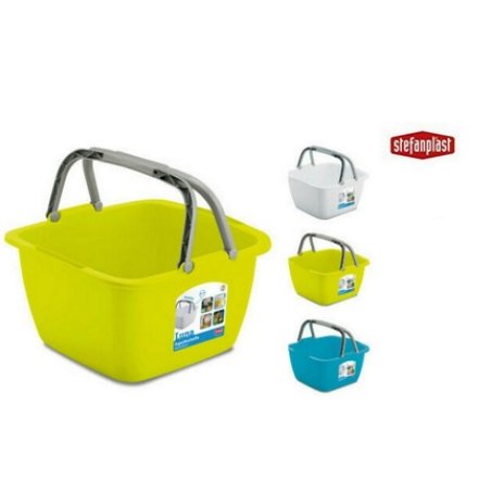 Stefanplast 18.5l Square Basin Washing Up Bowl With Handles Multipurpose Basket
