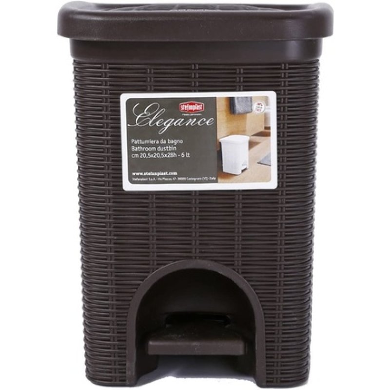 Stefanplast 30102 Rattan Look Plastic Waste Bin 20.5 X 20.5 X 28