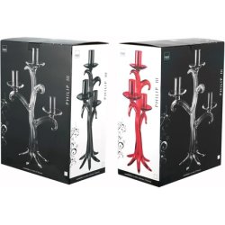 H&H 3 Flame Glass Candle Holder 31cm Black