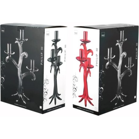 H&H 3 Flame Glass Candle Holder 31cm Black