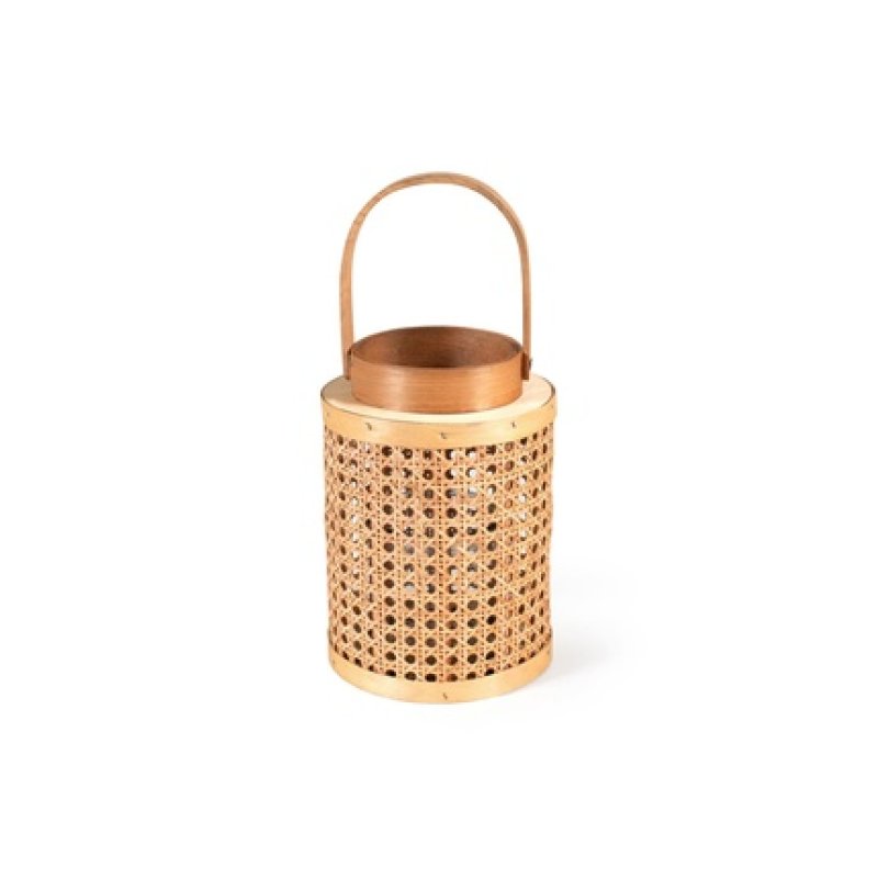 H&H Bamboo Lantern With Candle Holder 16x23 Cm