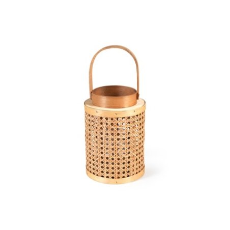 H&H Bamboo Lantern With Candle Holder 16x23 Cm