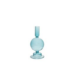 H&H Borosilicate Glass Candle Holder In Blue 8x18 Cm