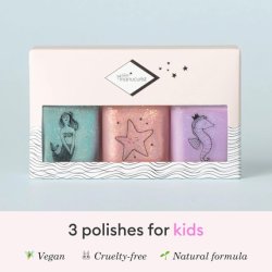 Manucurist Kids Nail Polish Set Bonnie Stella Janis Glitter Blue Pale Pink