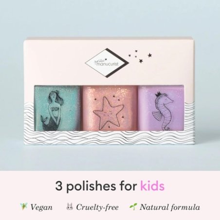 Manucurist Kids Nail Polish Set Bonnie Stella Janis Glitter Blue Pale Pink
