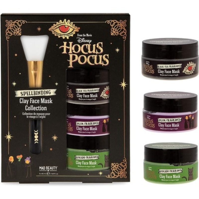 MAD BEAUTY Disney Hocus Pocus Clay Face Mask Set Aloe Vera Infused Black Tea Plum and Avocado to Soothe and Rejuvenate