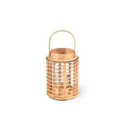 H&H Bamboo Lantern With Candle Holder 17x23 Cm