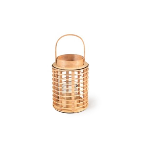 H&H Bamboo Lantern With Candle Holder 17x23 Cm