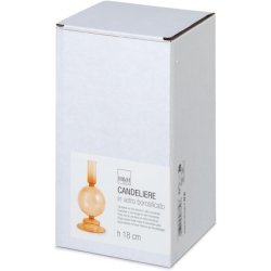 H&H Orange Glass Candlestick 8x18cm