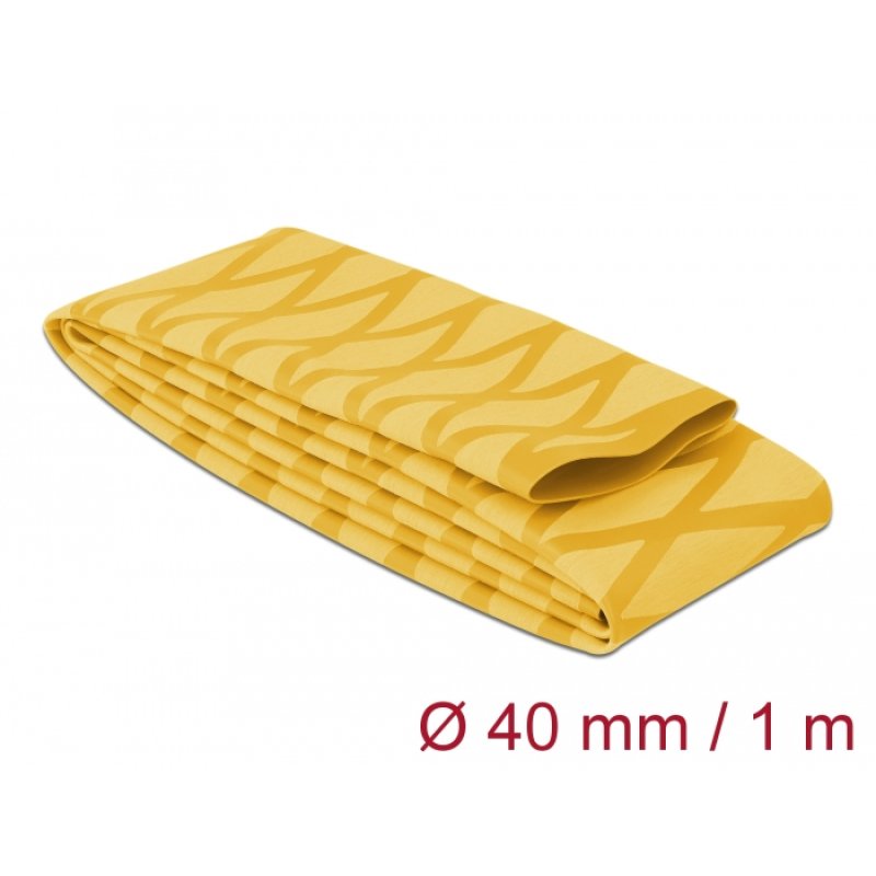 DeLOCK Manchon thermorétractable avec dessin en X, antidérapant, 1 m x 40 mm, jaune