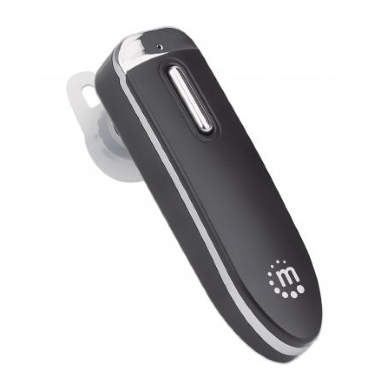 Manhattan Single Ear Bluetooth Headset, Omnidirectional Mic, Integrated Controls, Black, 10 hour usage time, Range 10m,