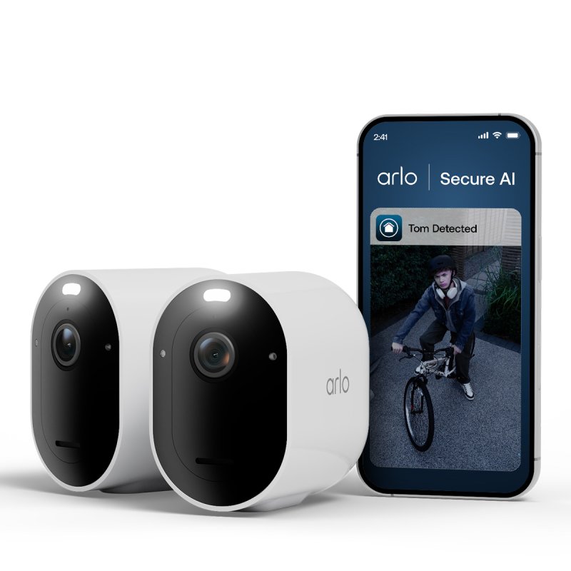 Arlo Pro 6 2K Überwachungskamera Weiß 2er Set 4MP (2560x1440), WLAN, Akku, IP65 Wetterfest, 160° Weitwinkel,