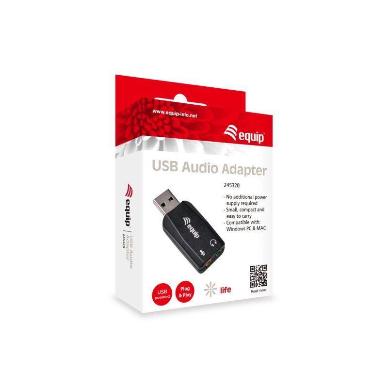 Equip Adapter USB-A- 2x3.5mm St/Bu schwarz