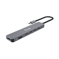 Equip Adapter USB-C-HDMI/4xUSB-C/USB-A 4K/ 60Hz 0.25m Alu.