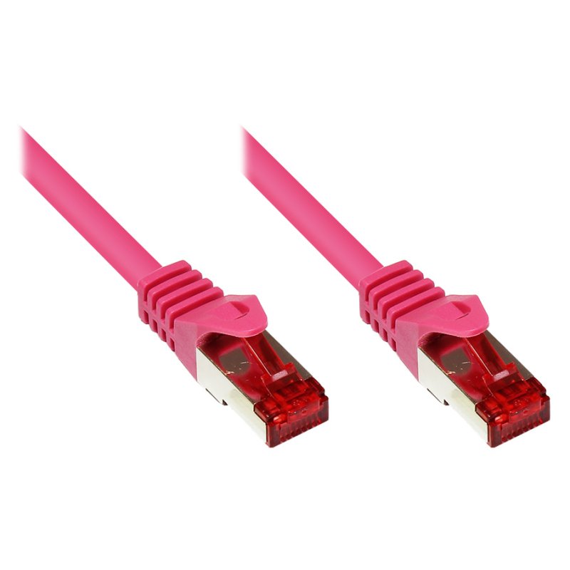 GoodConnections Patchkabel mit Rastnasenschutz, Cat. 6, S/FTP, PiMF, PVC, 250MHz, magenta, 2m,