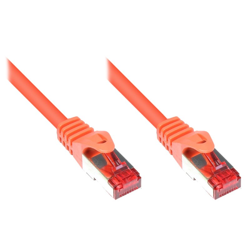 GoodConnections Patchkabel mit Rastnasenschutz, Cat. 6, S/FTP, PiMF, PVC, 250MHz, orange, 1m,
