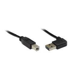 GoodConnections Anschlusskabel USB 2.0 EASY Stecker A gewinkelt an Stecker B, schwarz, 3m,