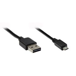 GoodConnections Anschlusskabel USB 2.0 EASY Stecker A an Stecker Micro B, schwarz, 2m,