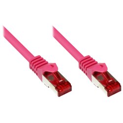 GoodConnections Patchkabel mit Rastnasenschutz, Cat. 6, S/FTP, PiMF, PVC, 250MHz, magenta, 10m,