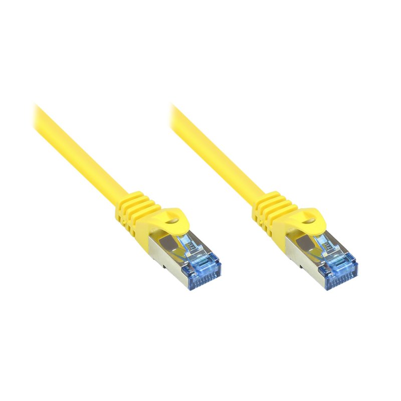 GoodConnections Patchkabel mit Rastnasenschutz, Cat. 6A, S/FTP, PiMF, halogenfrei, 500MHz, gelb, 3m,