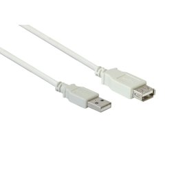 Verlängerungskabel USB 2.0 Stecker A an Buchse A, grau, 0,6m,