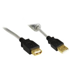 Alcasa USB 2.0 AM/AF 3m USB cable USB A Black, Transparent