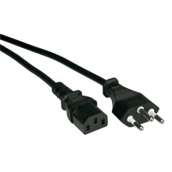 VALUE Netzkabel T12 auf C13, schwarz, 0,8 m