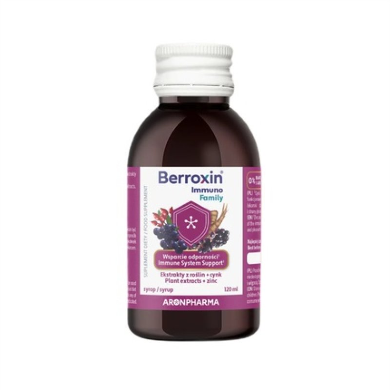 Aronpharma Berroxin Immuno Family Syrup With Black Elderberry And Aronia Dietary Supplement 120ml