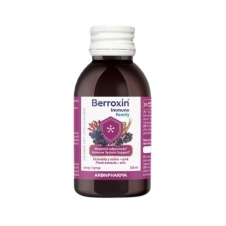 Aronpharma Berroxin Immuno Family Syrup With Black Elderberry And Aronia Dietary Supplement 120ml