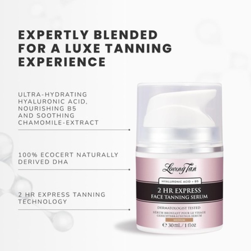 Loving Tan 2hr Express Face Tanning Serum Medium Streak Free Natural