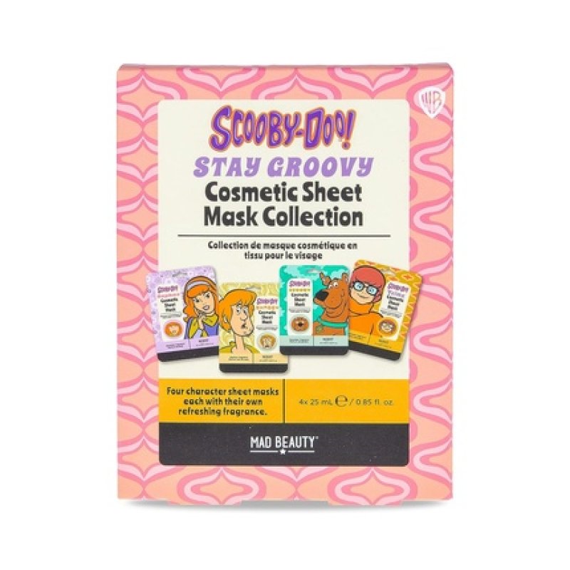 MAD Beauty Scooby-Doo Sheet Face Masks Set Daphne, Shaggy, Scooby, & Velma Lavender, Coconut, Cucumber, & Watermelon
