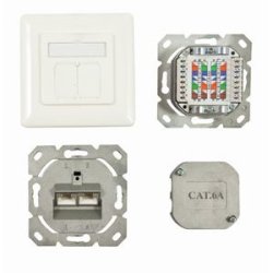 Synergy21 Dosen TP,UP, 2-fach, CAT6A, 500Mhz, Reinweiss, LSA, , senkrechter hinterer Kabeleingang